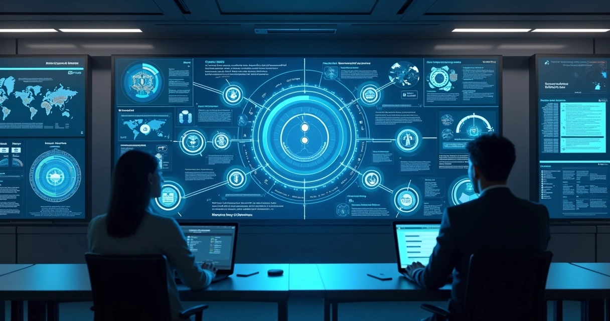Painel com fluxos entre agente de IA e sistemas corporativos 