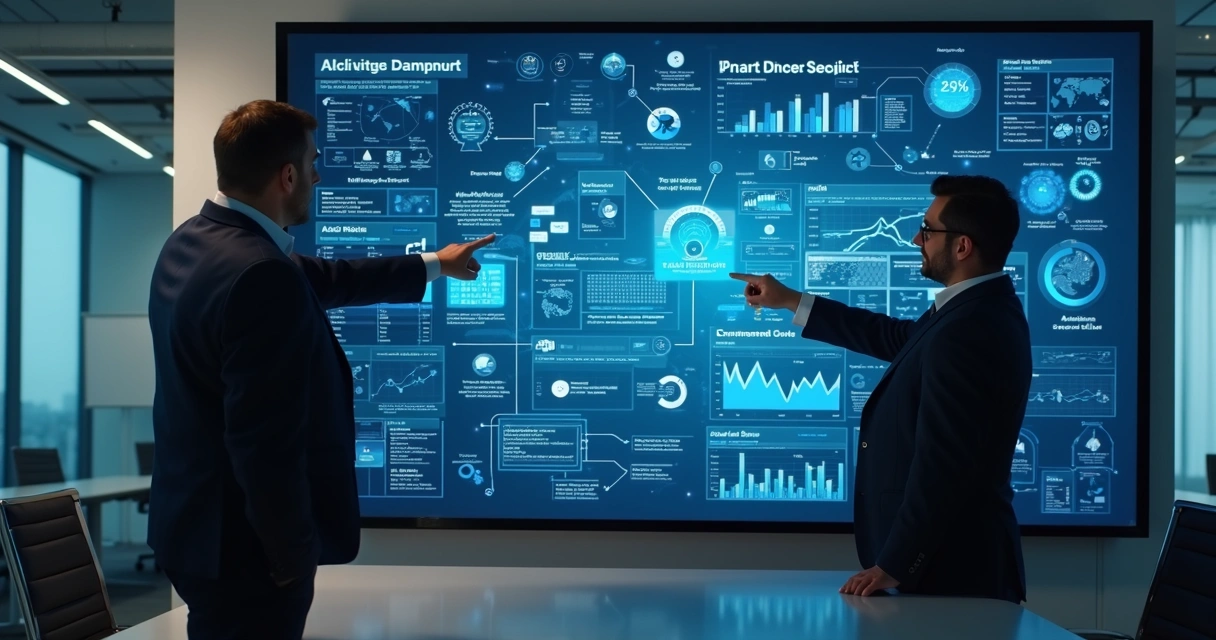 Painel com fluxos entre sistemas e gráficos de dados 