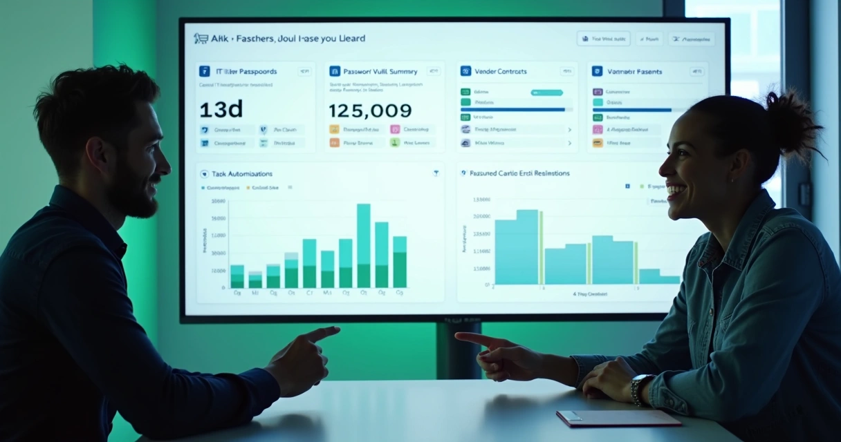 Painel digital centralizando tickets, senhas e contratos em TI