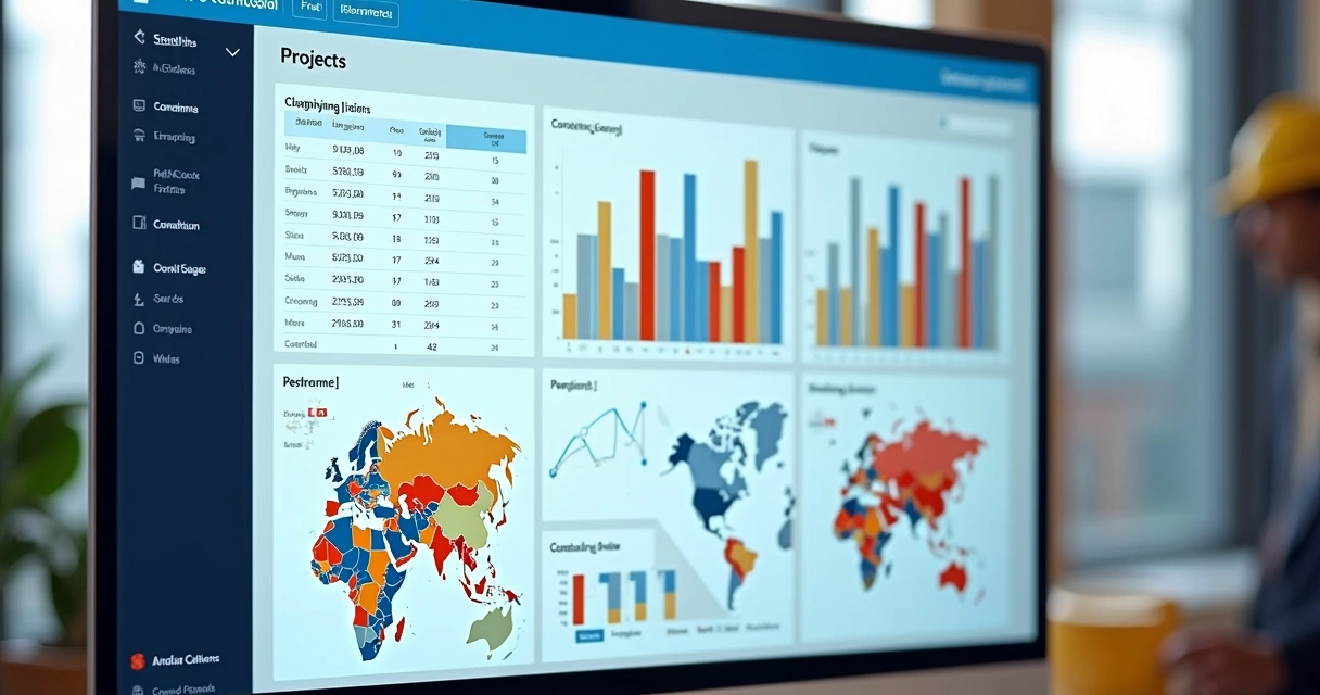 Dashboard de inteligência de mercado com gráficos coloridos modernos 