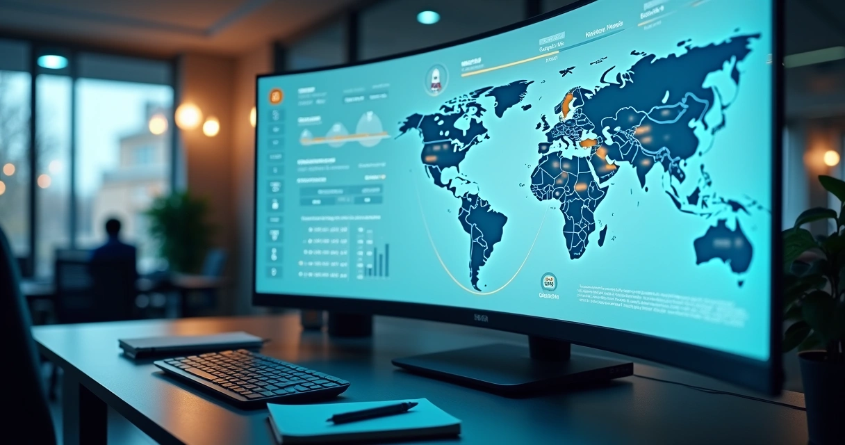 Tela com painel de inteligência de viagens e dados de passagens aéreas 