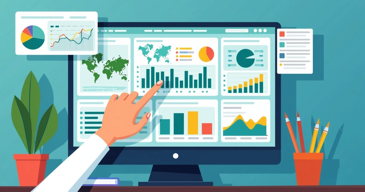 Painel interativo HTML5 com usuário customizando gráficos