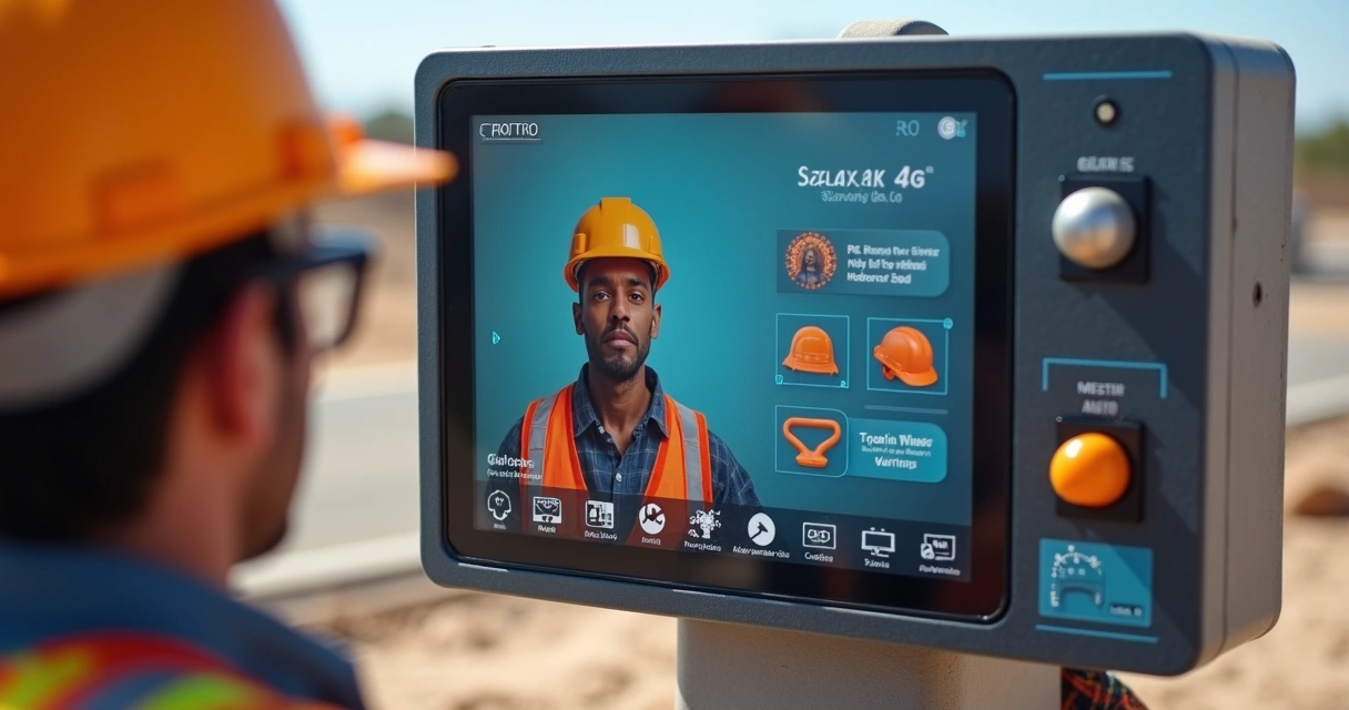 Painel mostrando alerta de IA sobre segurança em obra 