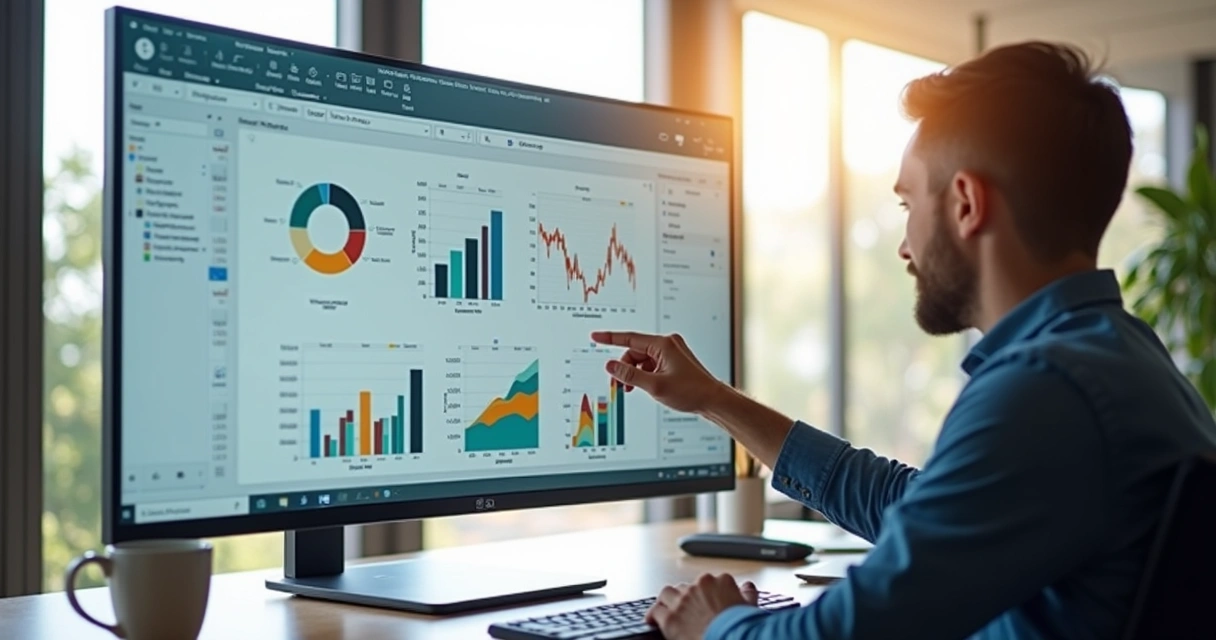 Usuário interagindo com dashboard Excel, aplicando filtros 