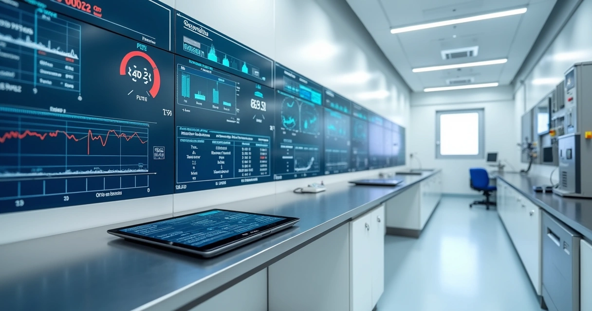 Painel IoT com dados de laboratório farmacêutico