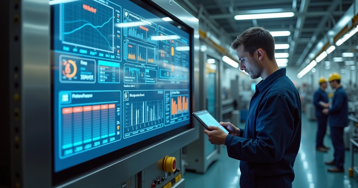 Painel digital de indicadores de manutenção no chão de fábrica 