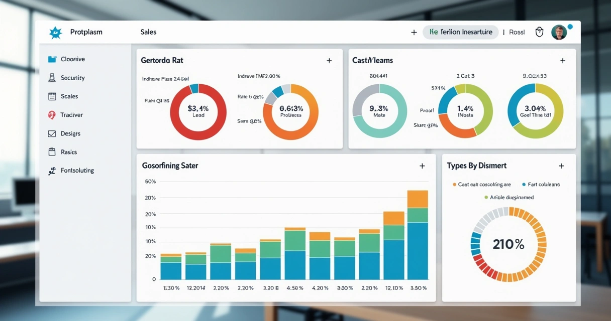 Painel com KPIs do funil de vendas, como taxa de conversão e custo por MQL.
