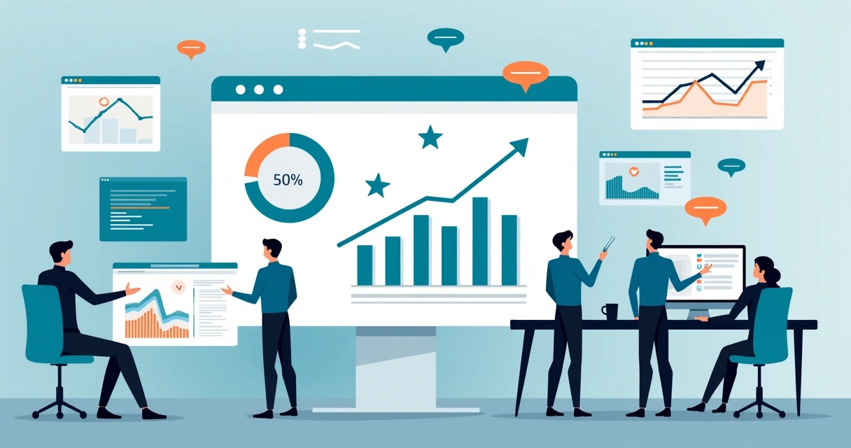 Painel com KPIs subindo após redesign responsivo 