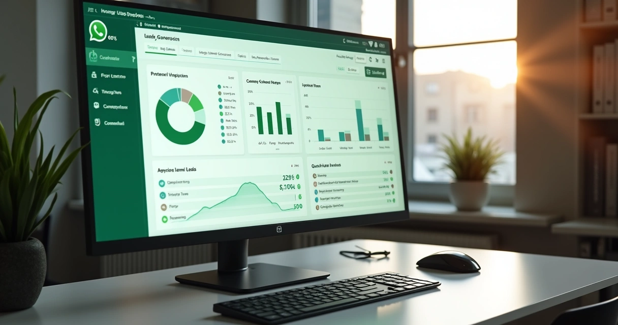Dashboard with metrics for leads and WhatsApp conversations