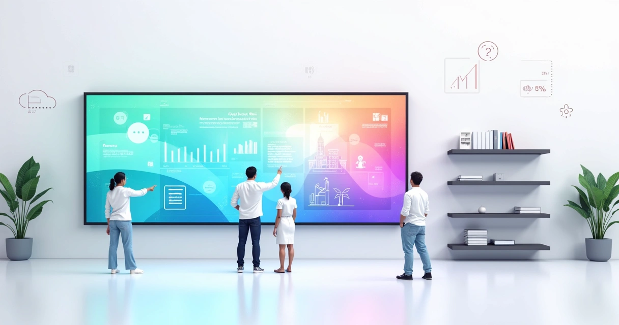 Painel de LED indoor exibindo conteúdos digitais em loja moderna 