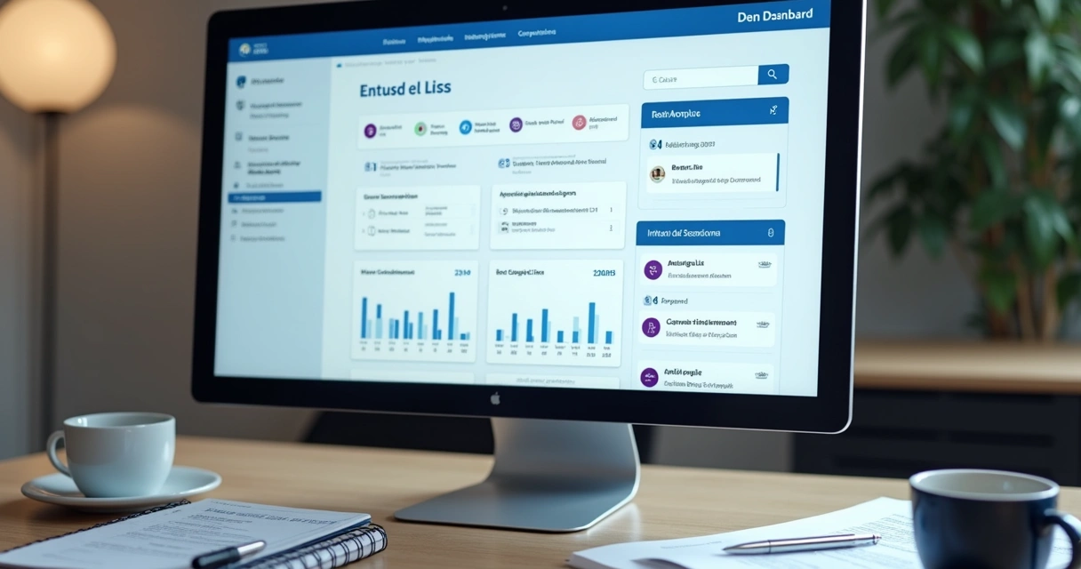Painel de plataforma LMS com trilhas online e atividades presenciais 