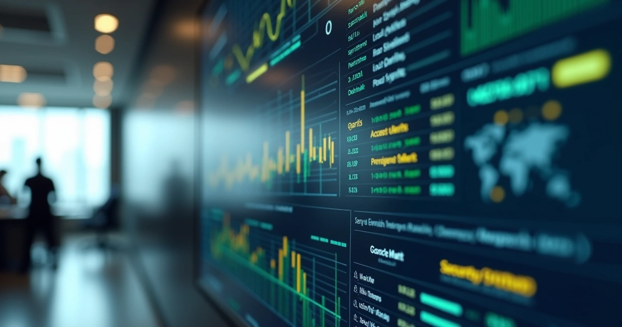 Painel com logs, alertas e acessos em ambiente corporativo 