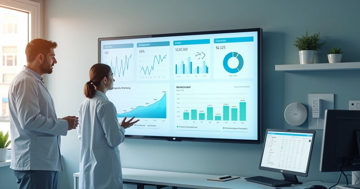 Painel com métricas de marketing e agenda odontológica
