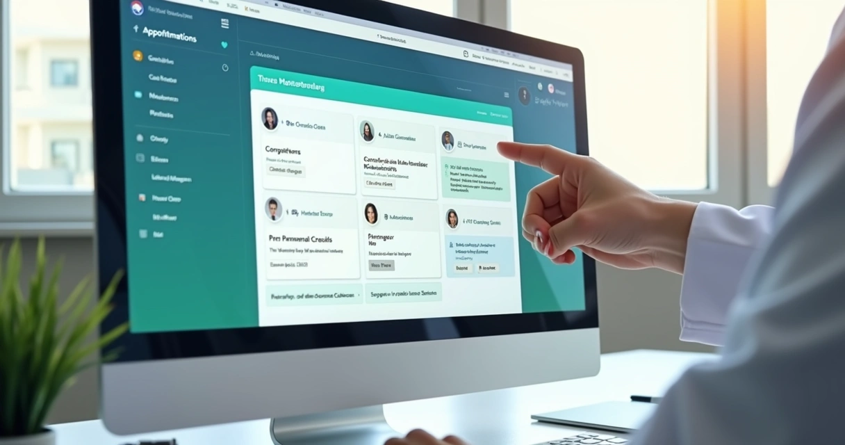 Painel digital com mensagens e agenda de clínica