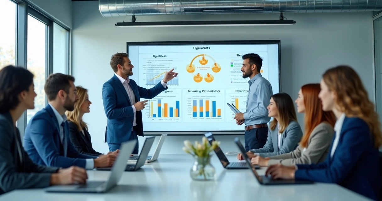 Painel com metas e indicadores de equipe 