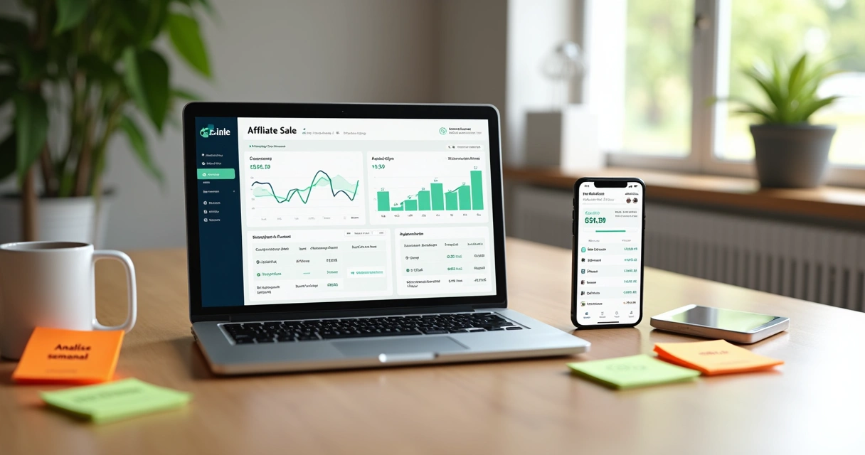 Painel digital mostrando métricas de afiliados