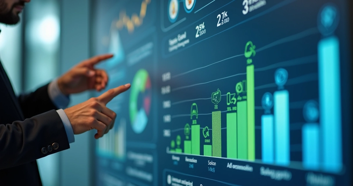Painel digital com métricas ambientais e sociais em destaque