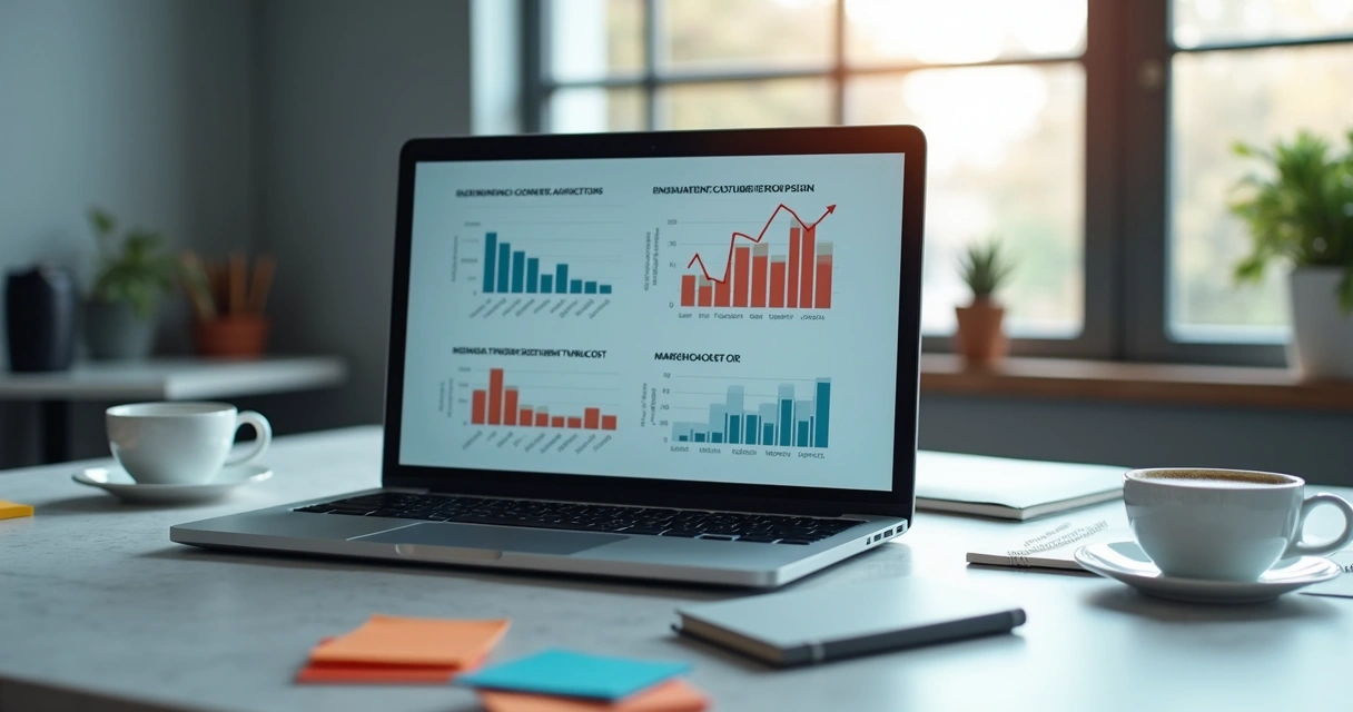 Painel com métricas de aquisição em queda