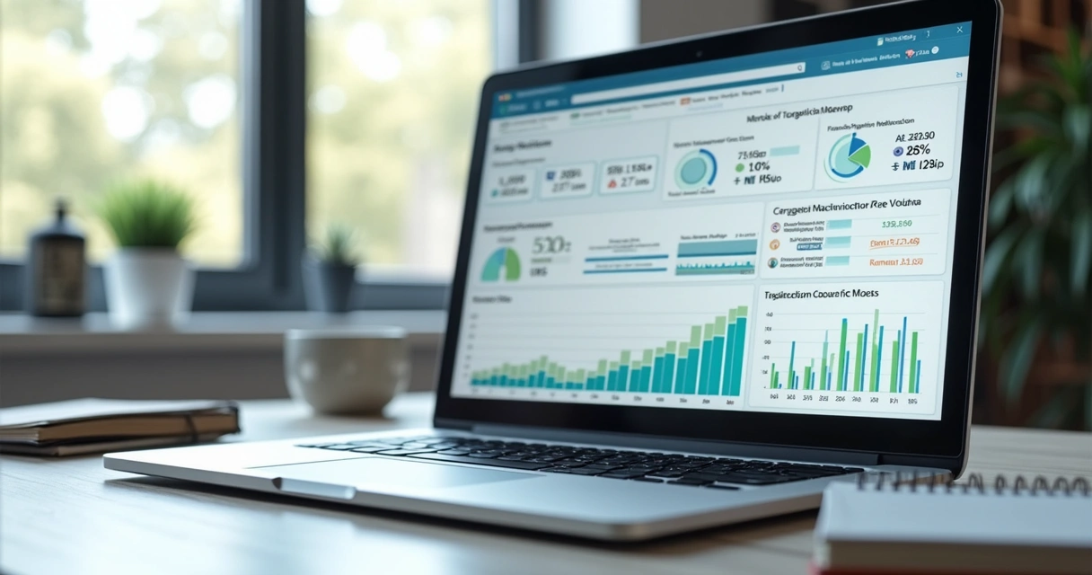 Painel com gráficos de aquisição e metas realistas