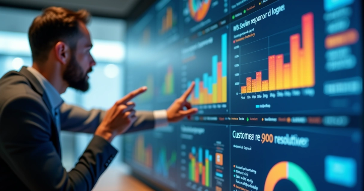 Painel digital com métricas de atendimento ao cliente exibidas