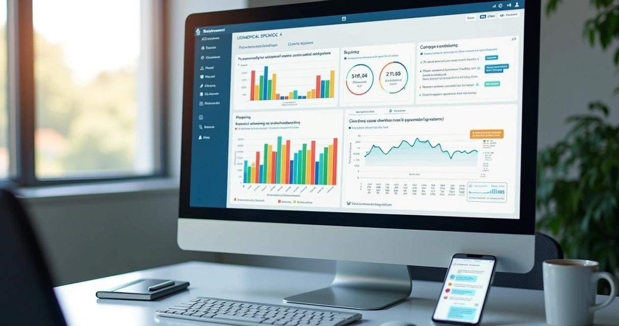 Painel com métricas de atendimento multicanal em tela digital 