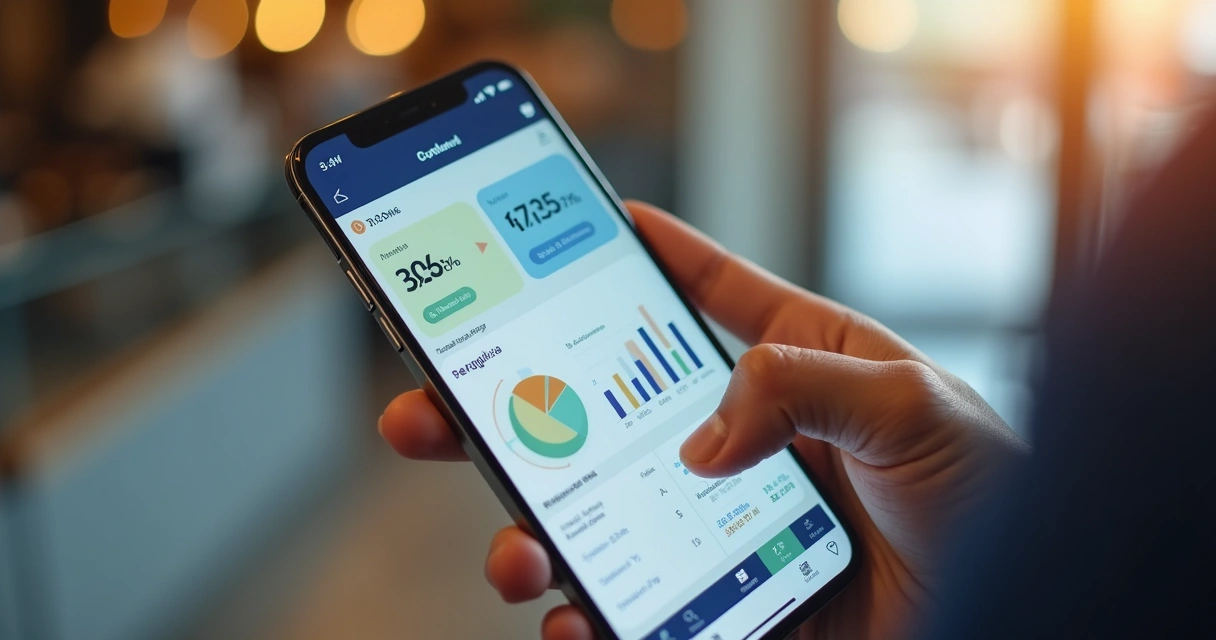 Tela de celular mostrando painel de métricas de fidelização 