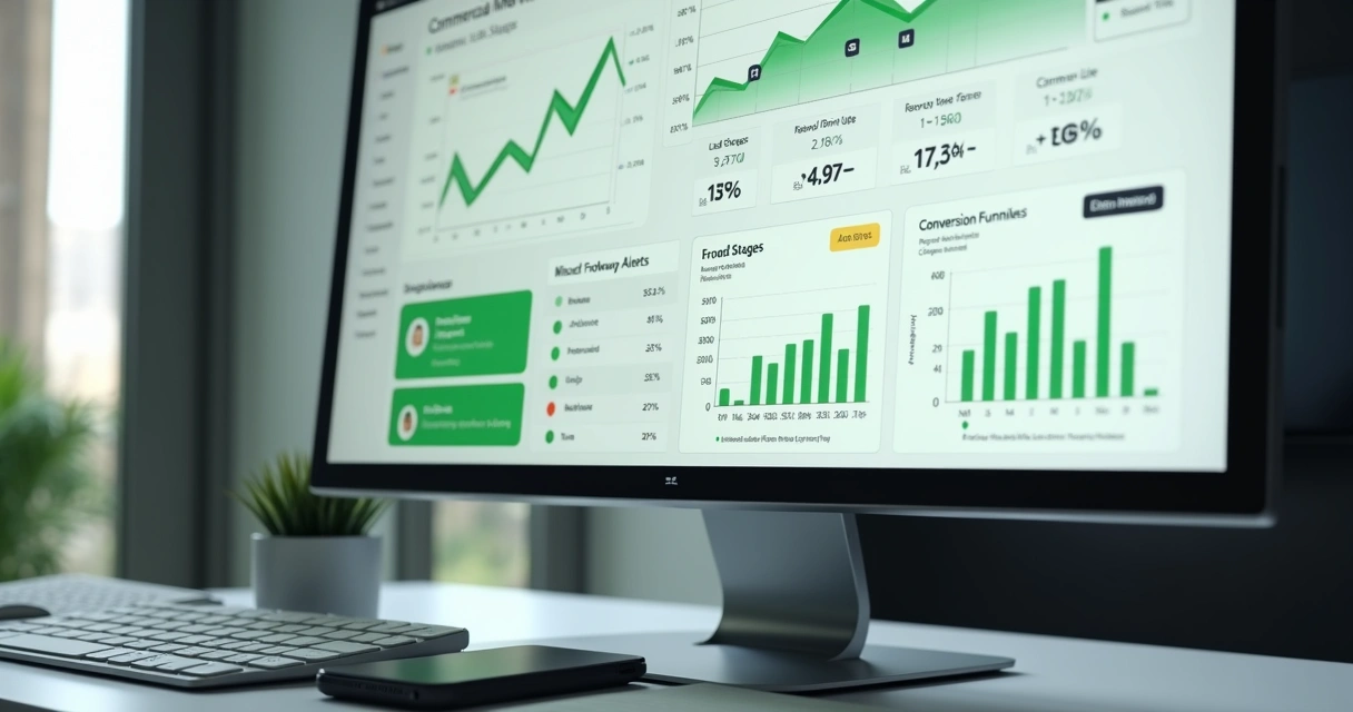 Painel com métricas comerciais e alertas de follow-up