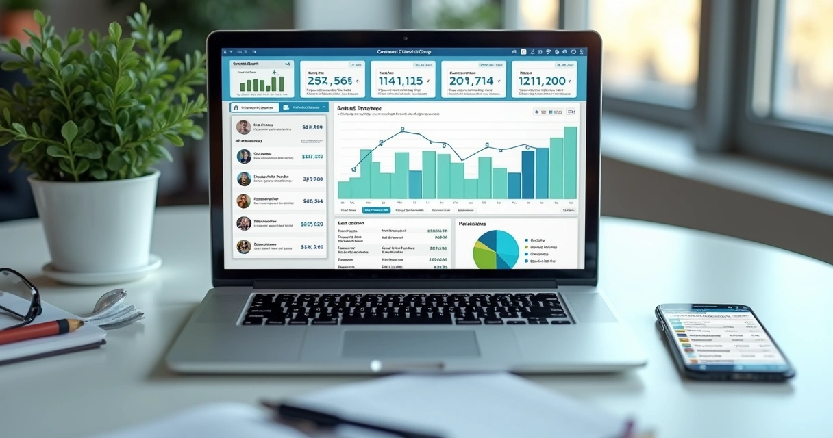 Painel com métricas de conteúdo e geração de leads