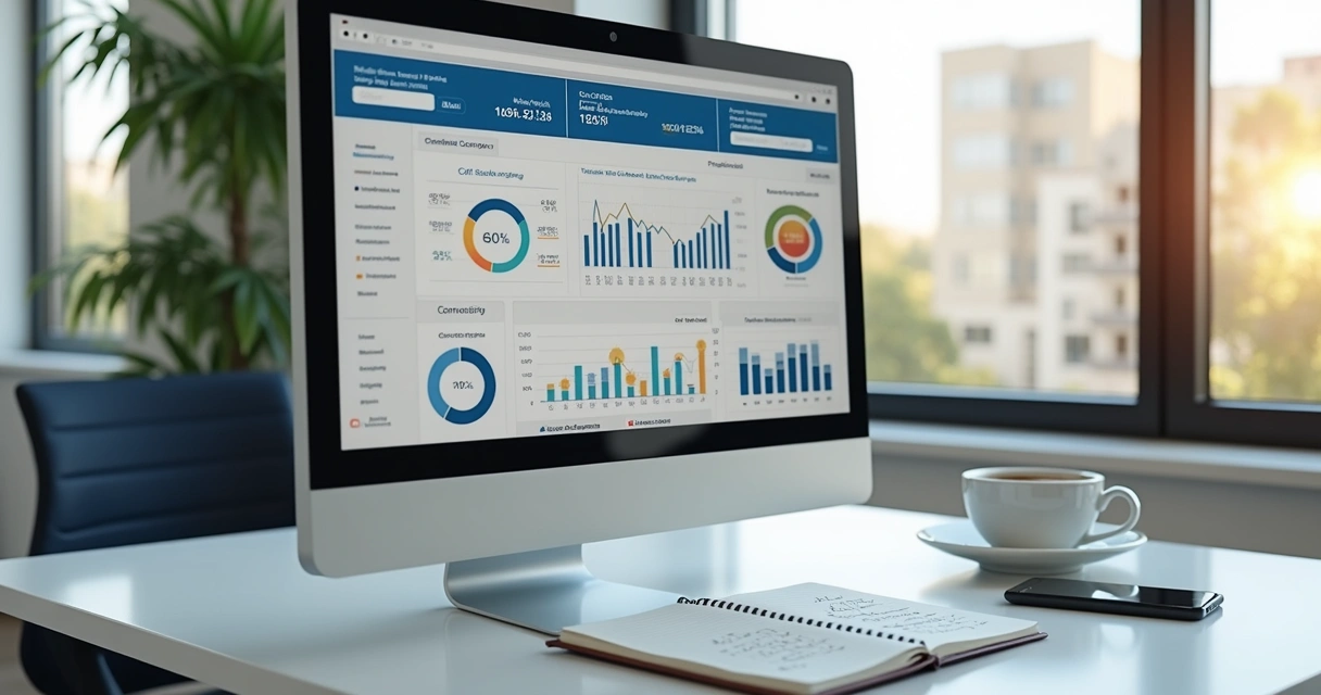 Painel com gráficos de campanhas digitais e métricas de desempenho 