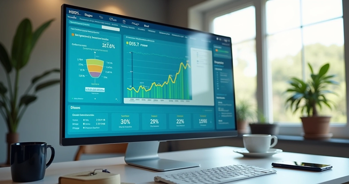 Dashboard with lead metrics and funnel stages