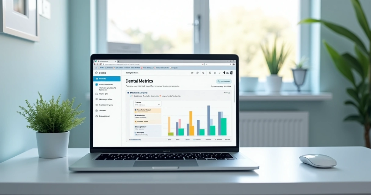 Painel de métricas de funil digital para clínica, exibido em tela de notebook