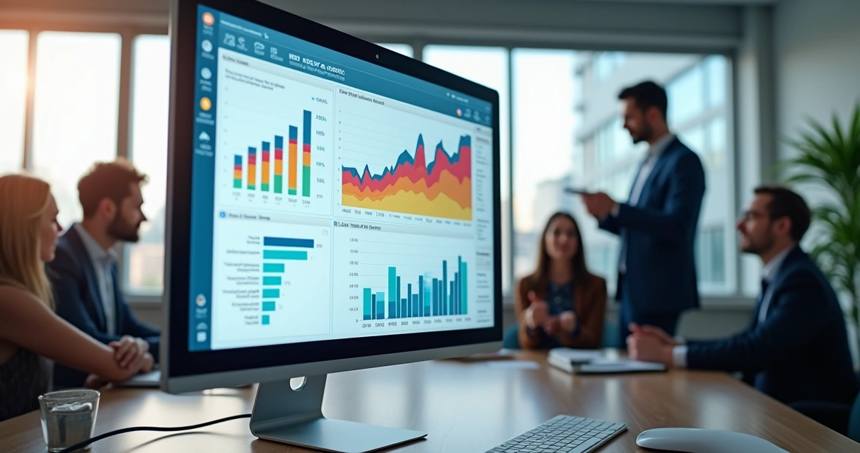 Painel de métricas mostrando integrações de marketing e vendas. 