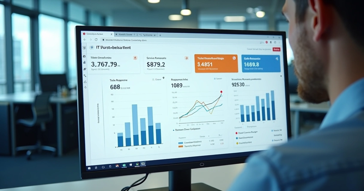 Painel de métricas ITIL em suporte de TI 