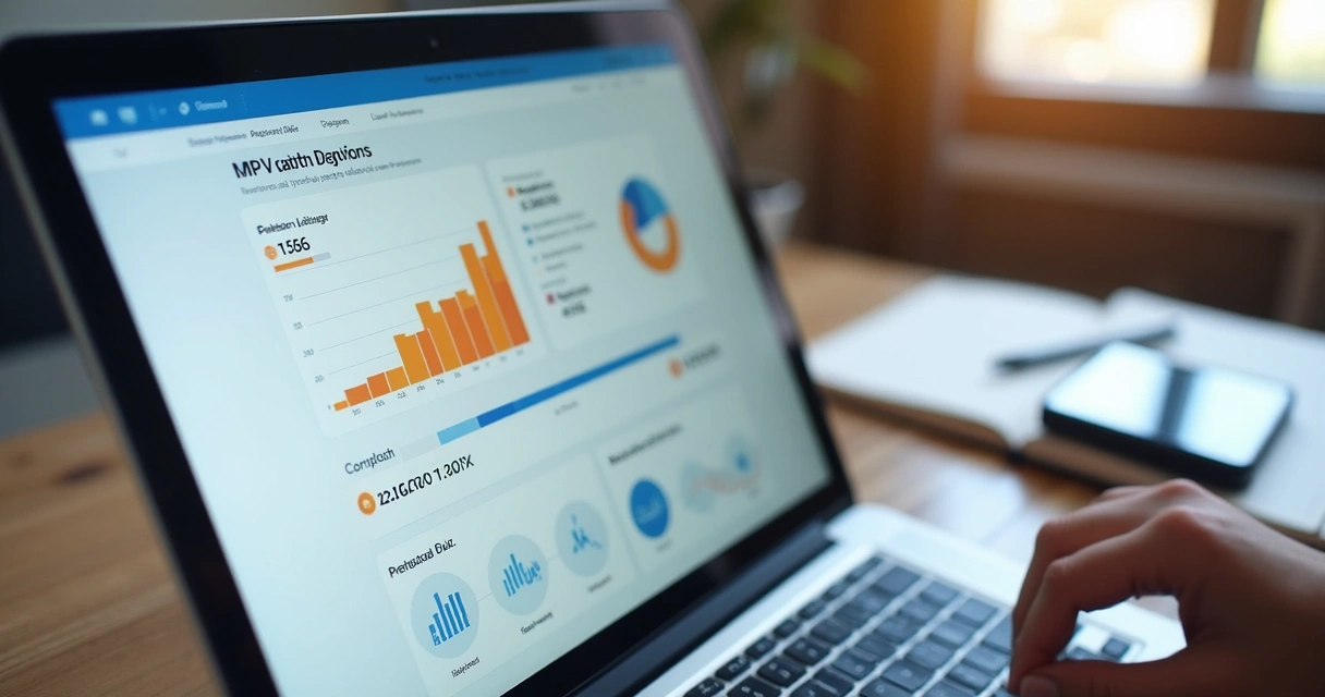 Painel de métricas de MVP em laptop e celular 