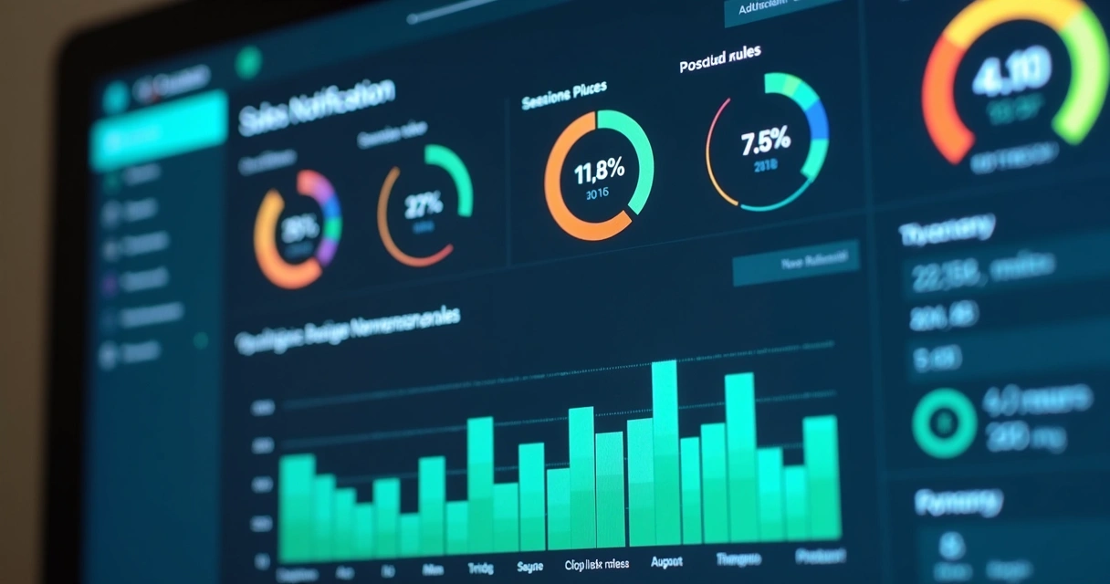 Painel de métricas de notificações de vendas 