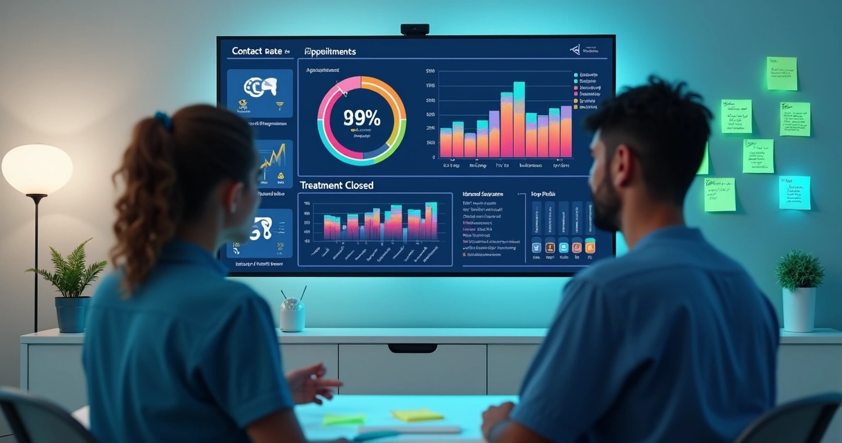 Painel com métricas de atendimento odontológico integradas 