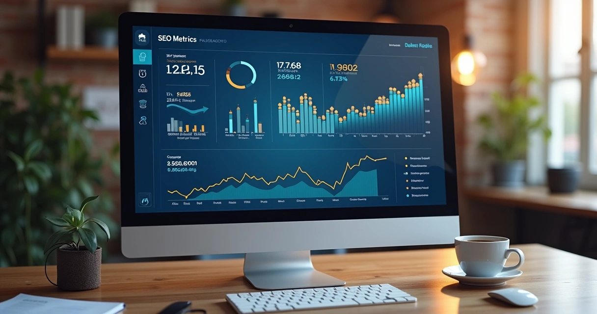 Painel de métricas de SEO mostrando conversões em vendas 