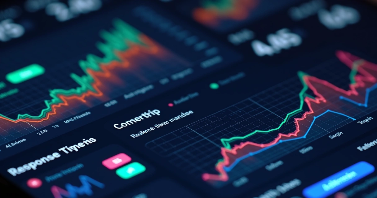 Gráfico de métricas em painel digital com indicadores em tempo real de atendimento 