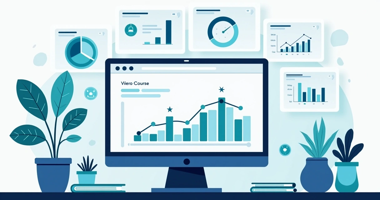 Painel com métricas de retenção e engajamento em vídeos de curso 