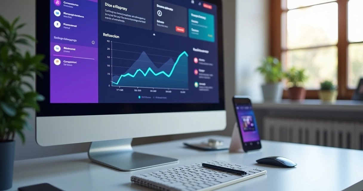 Dashboard with metrics of short video on computer screen