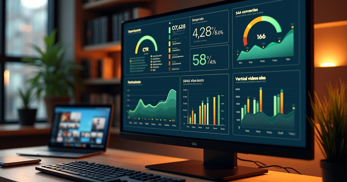 Painel de métricas de vídeo ads com CPA ROAS e conversão em ecommerce 