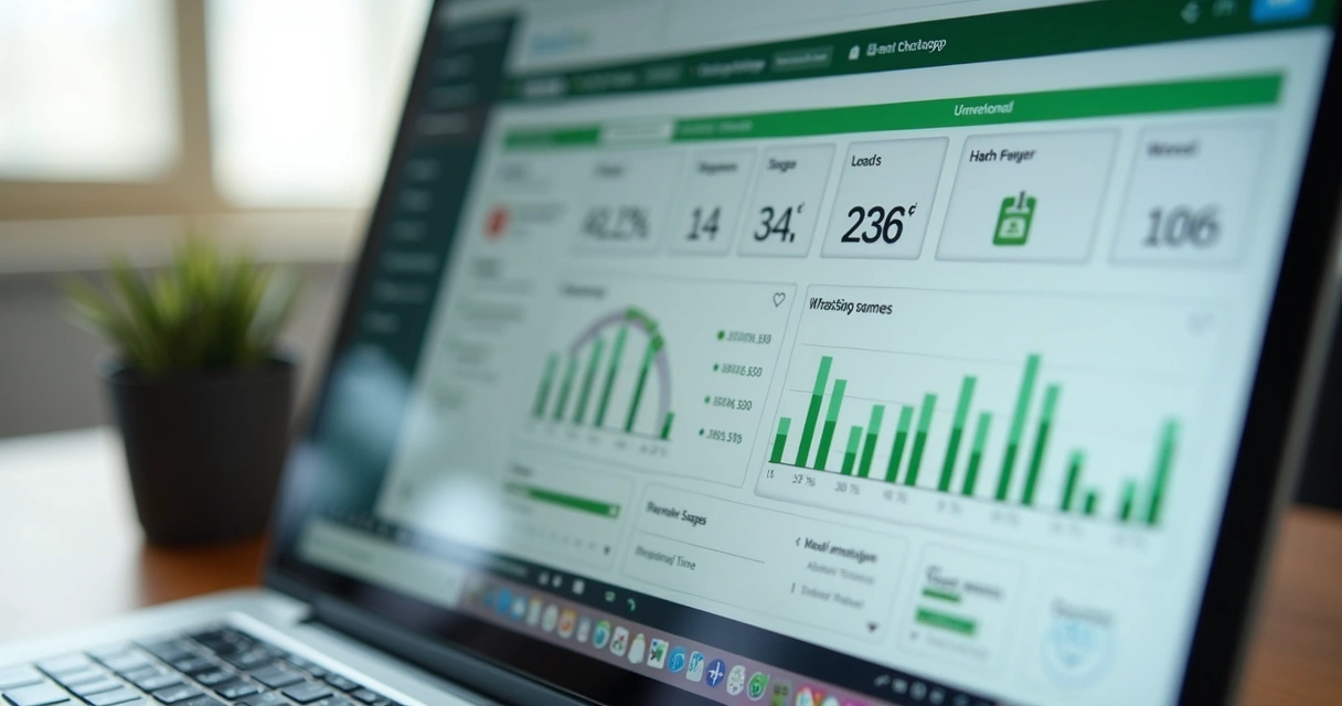 Dashboard with sales and WhatsApp message metrics