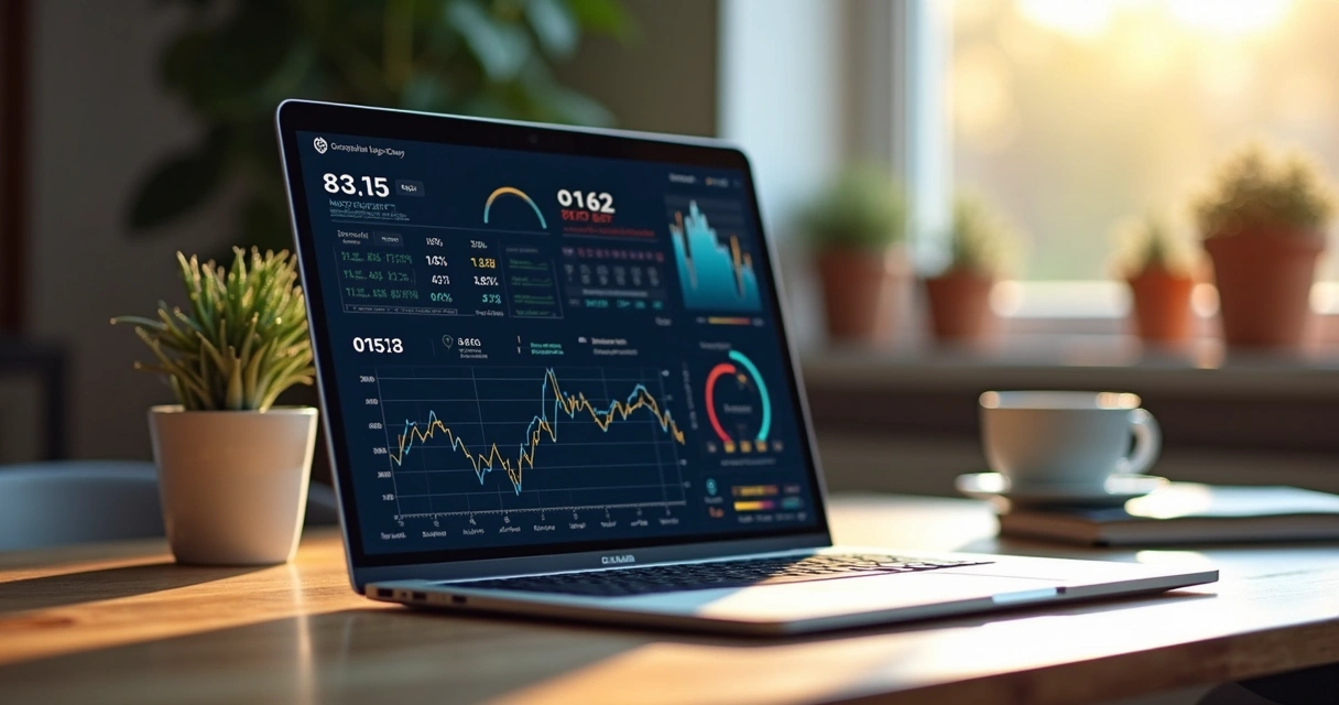Painel de monitoramento de operações algorítmicas em notebook 