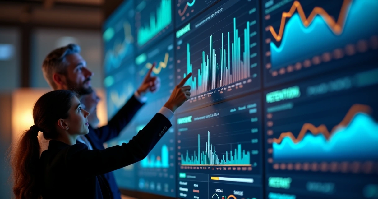 Painel digital mostrando indicadores de clientes 