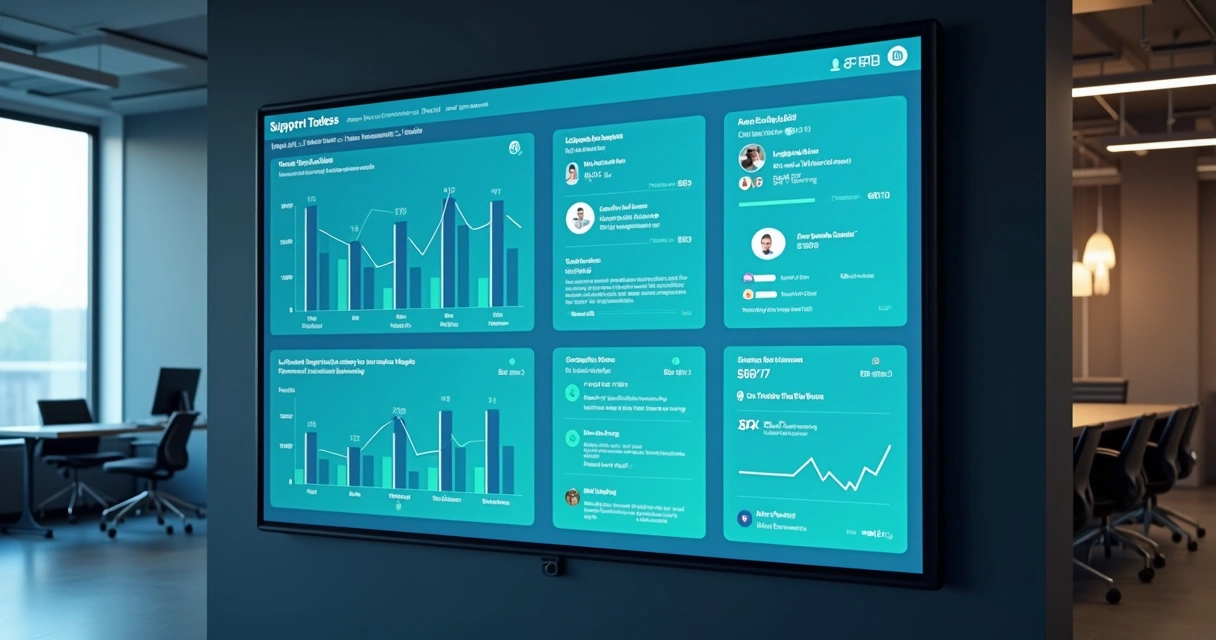 Painel digital de monitoramento com gráficos e atendimento ao cliente 