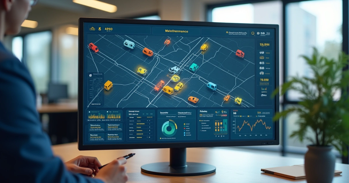Painel digital mostra monitoramento de frotas em tempo real 