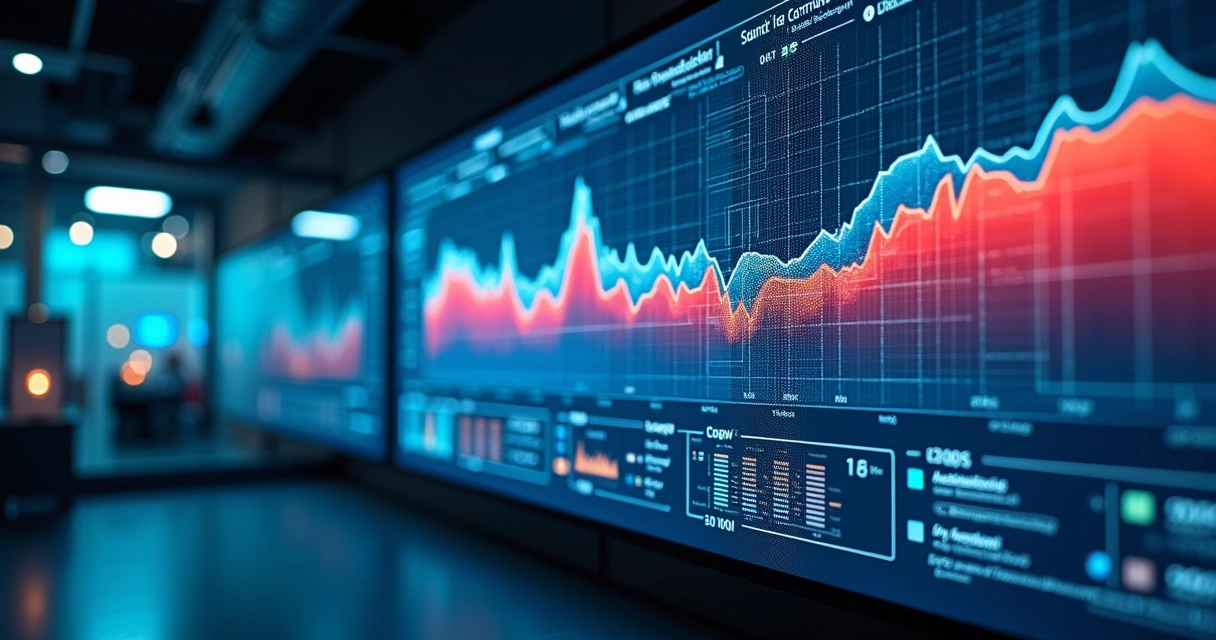 Painel digital com gráficos de sensores de gases industriais 