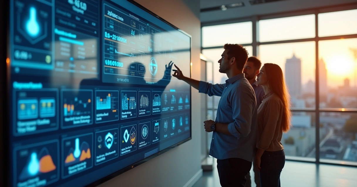 Dashboard de monitoramento de sensores IoT em tela grande 