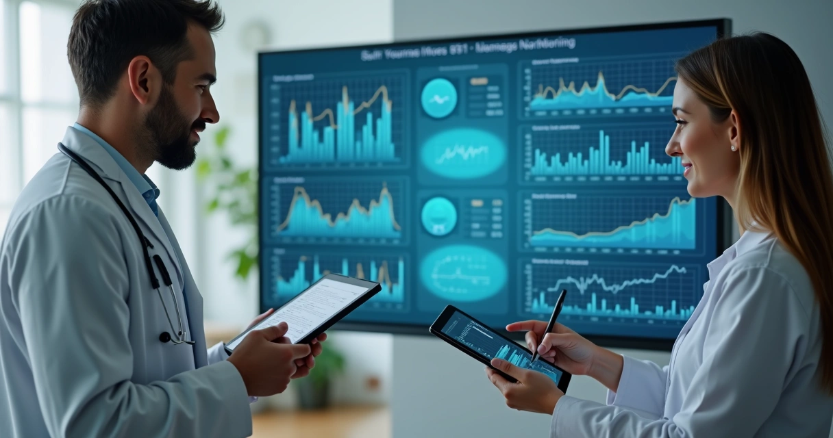 Painel digital intuitivo com gráfico de evolução de pacientes 