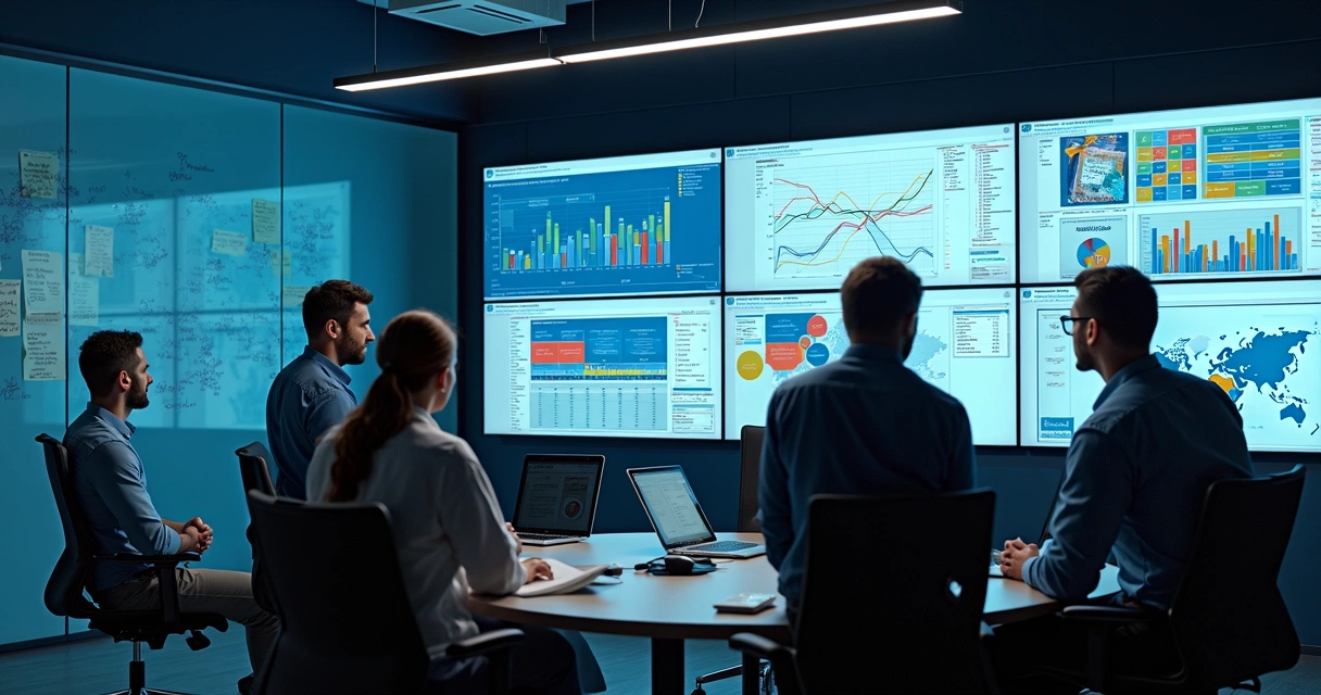 Monitoramento de processos de TI em telas grandes com gráficos 